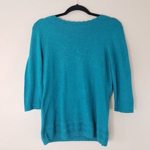 Christoper & Banks Sweater Teal Sz S 3/4 Sleeve G4